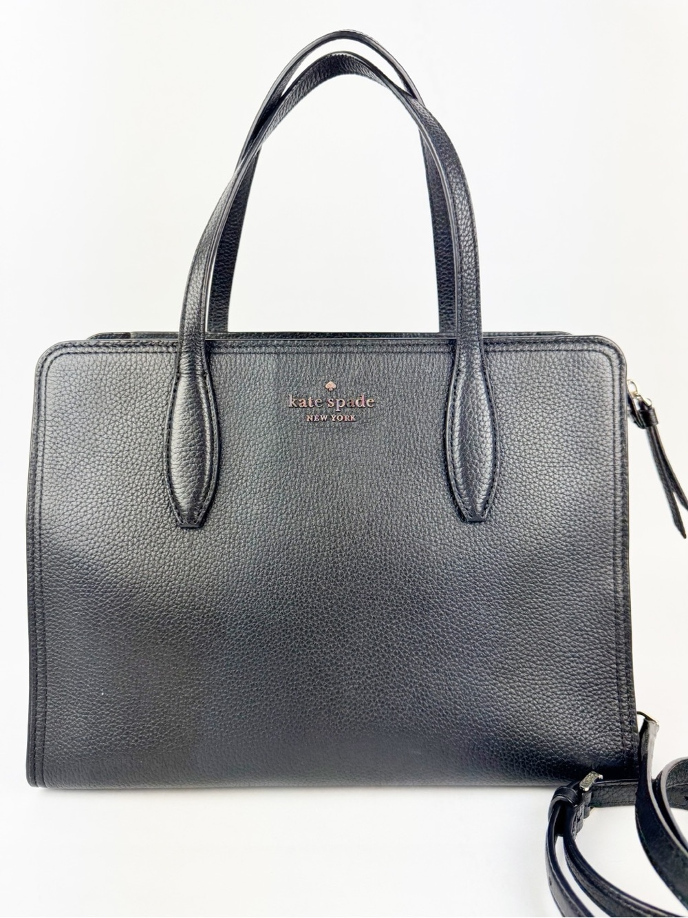 Kate Spade Rowe Black Pebbled Leather Satchel Crossbody Bag